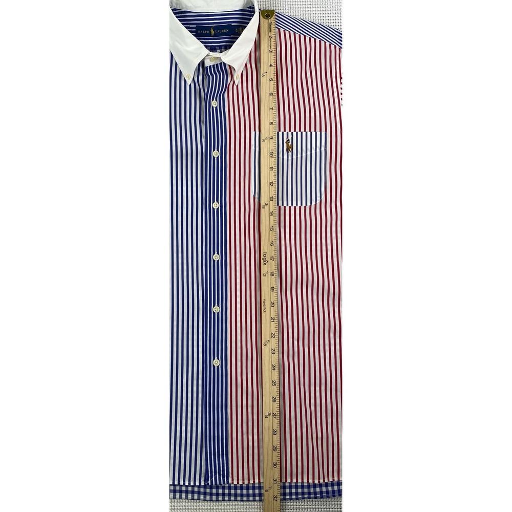 Ralph Lauren Button Down Dress Shirt Men's XL Red White Blue Flesh Pony - Picture 4 of 8